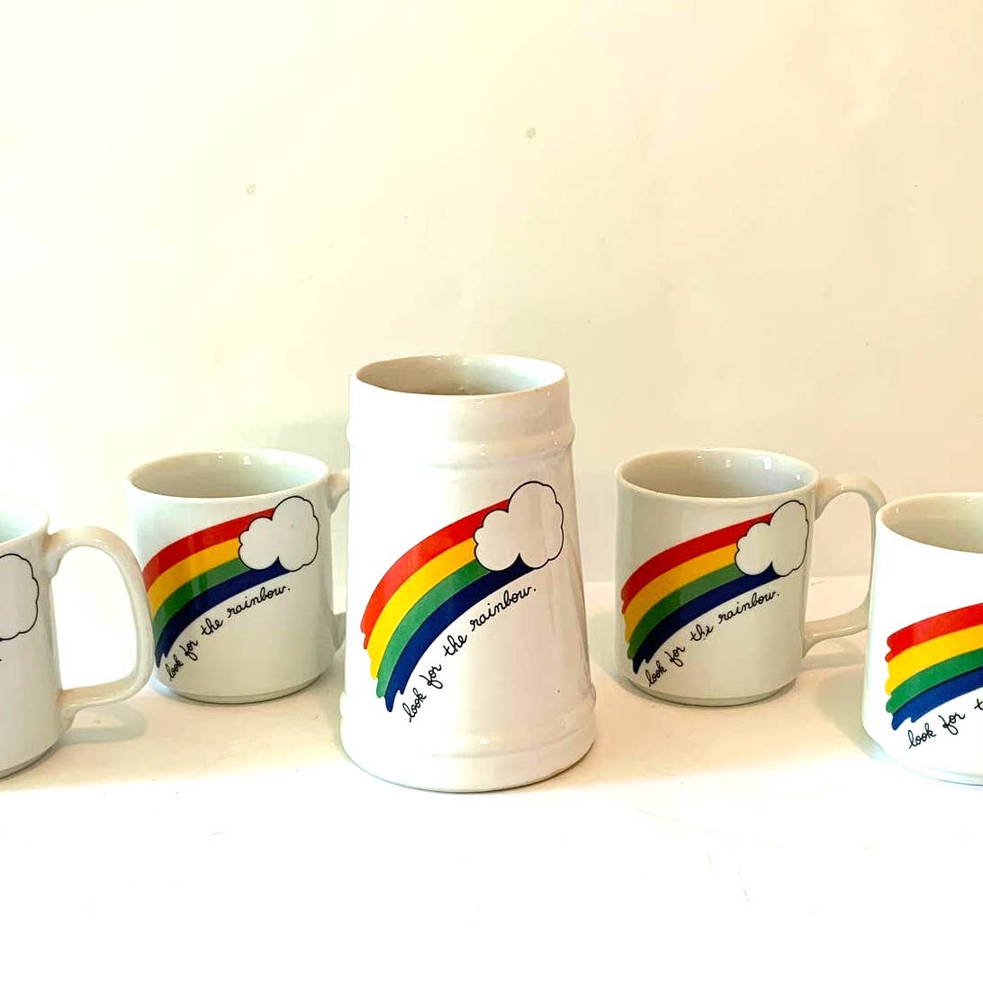 Vintage 1980s Look for the Rainbow Mug and Canister Utensil  Cup Pride Set