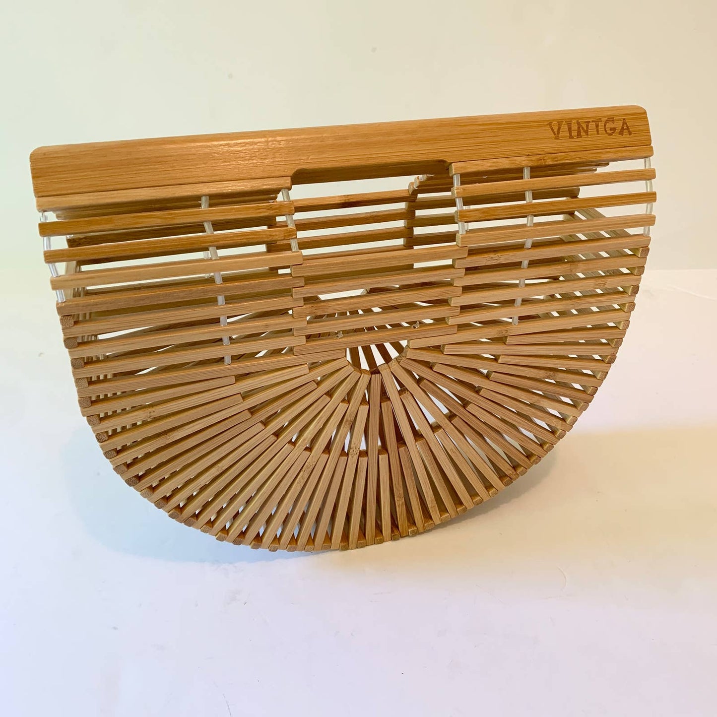 Vintaga Bamboo Basket Bag Purse with Scarf