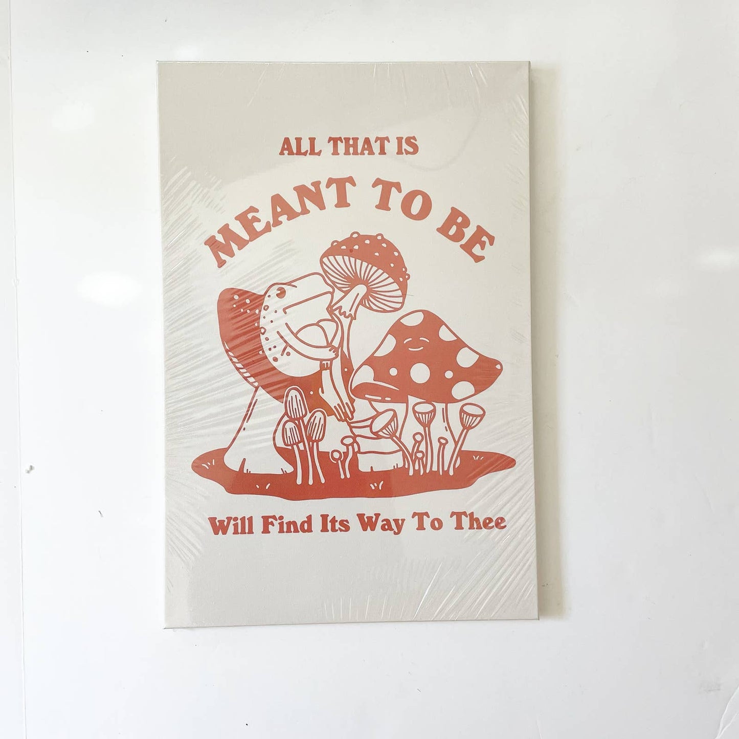 All That Is Meant to Be Quote Canvas Wall Art Frog Mushroom Red White 002