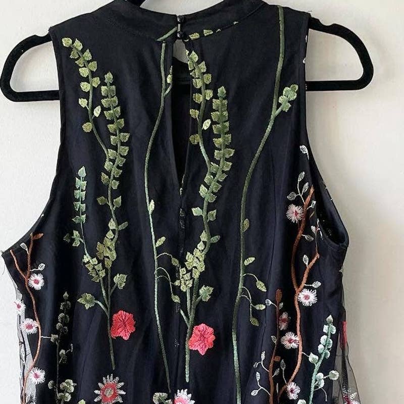 Est. 1946 Black Floral Embroidered Dress