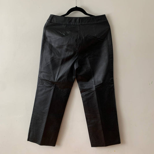 Vintage Newport News Leather Bootcut Petite Black Pants 12P