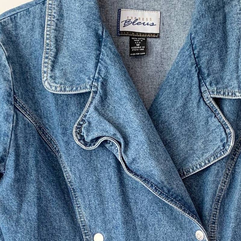 Vintage Express Blues Jean Trench Jacket Medium