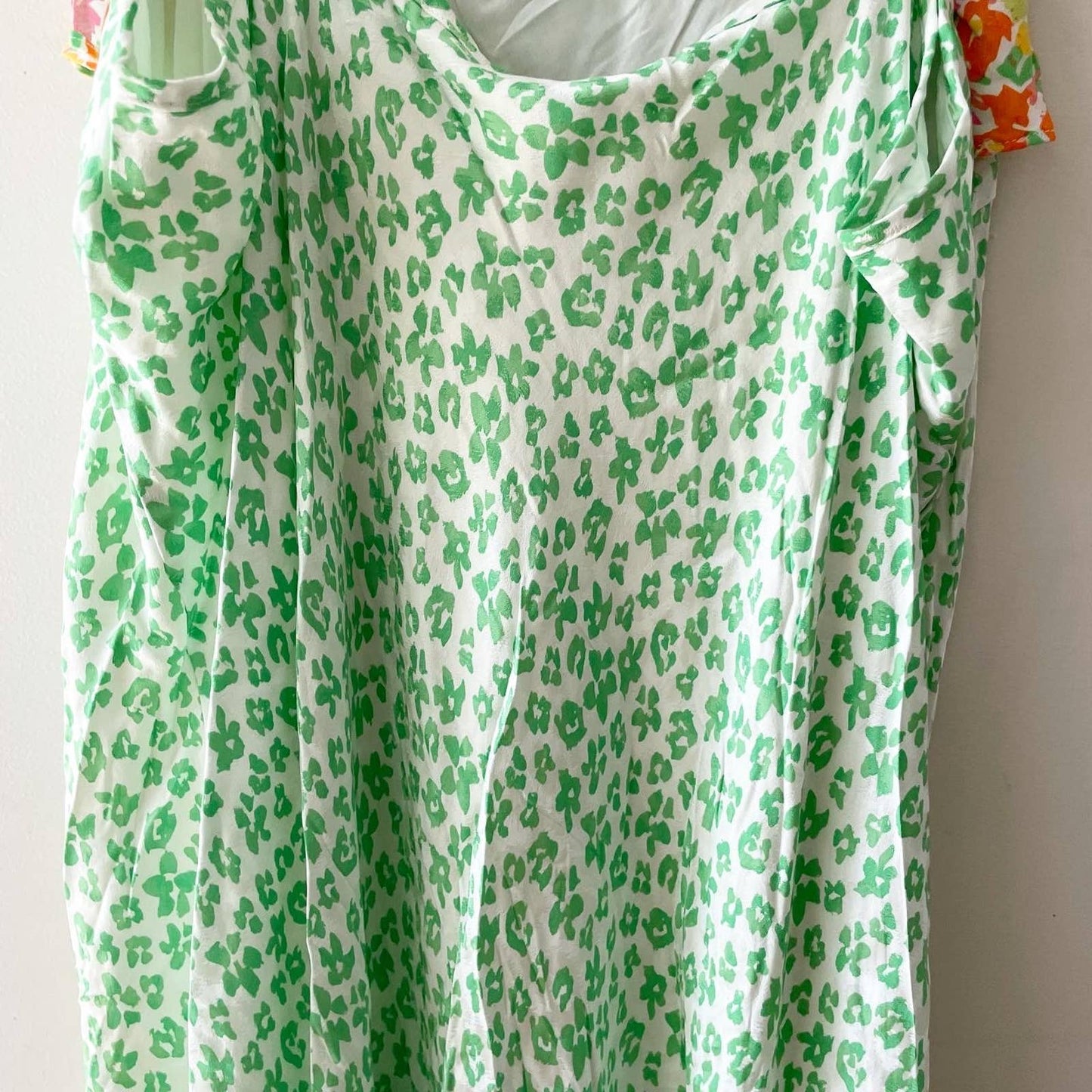 RIXO for Target Green Animal Print Floral Ruffle Slip Dress 1X 002