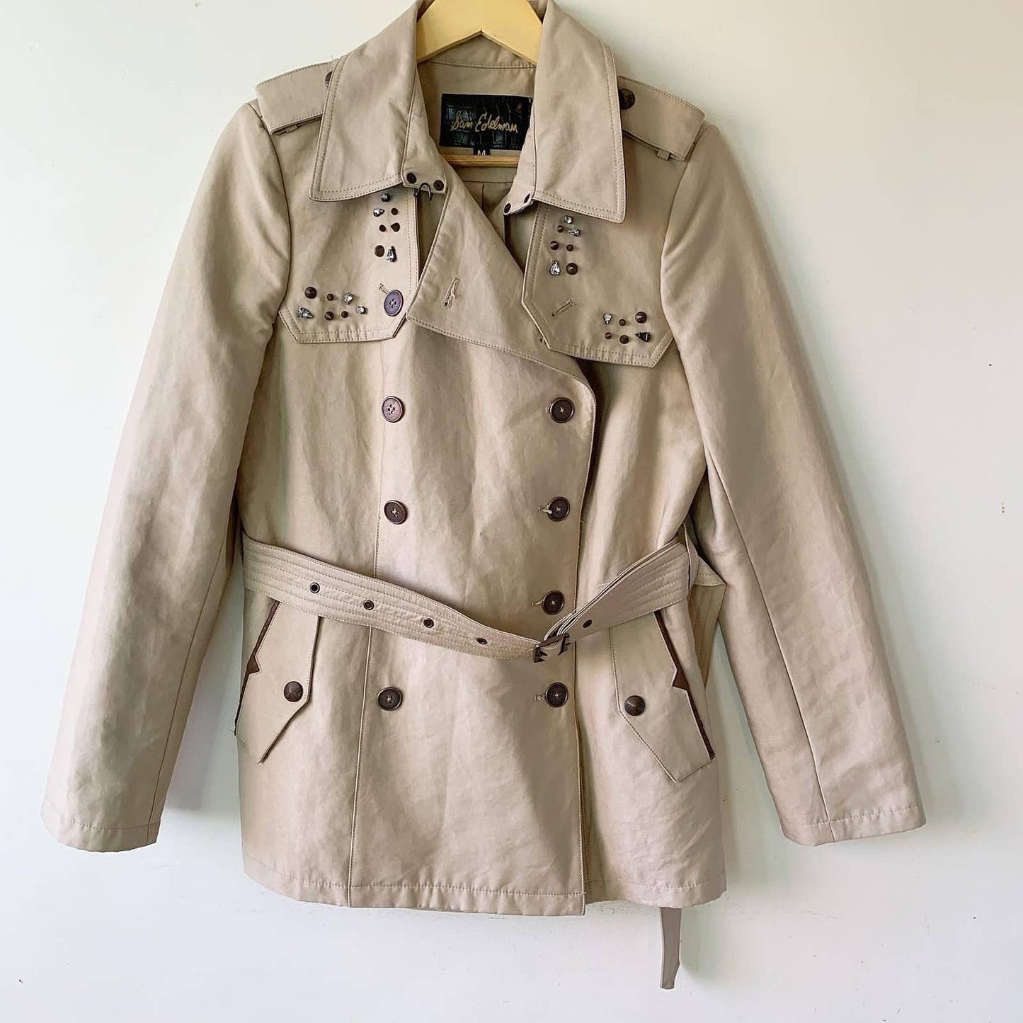Sam Edelman Studded Tan Belted Trench Coat