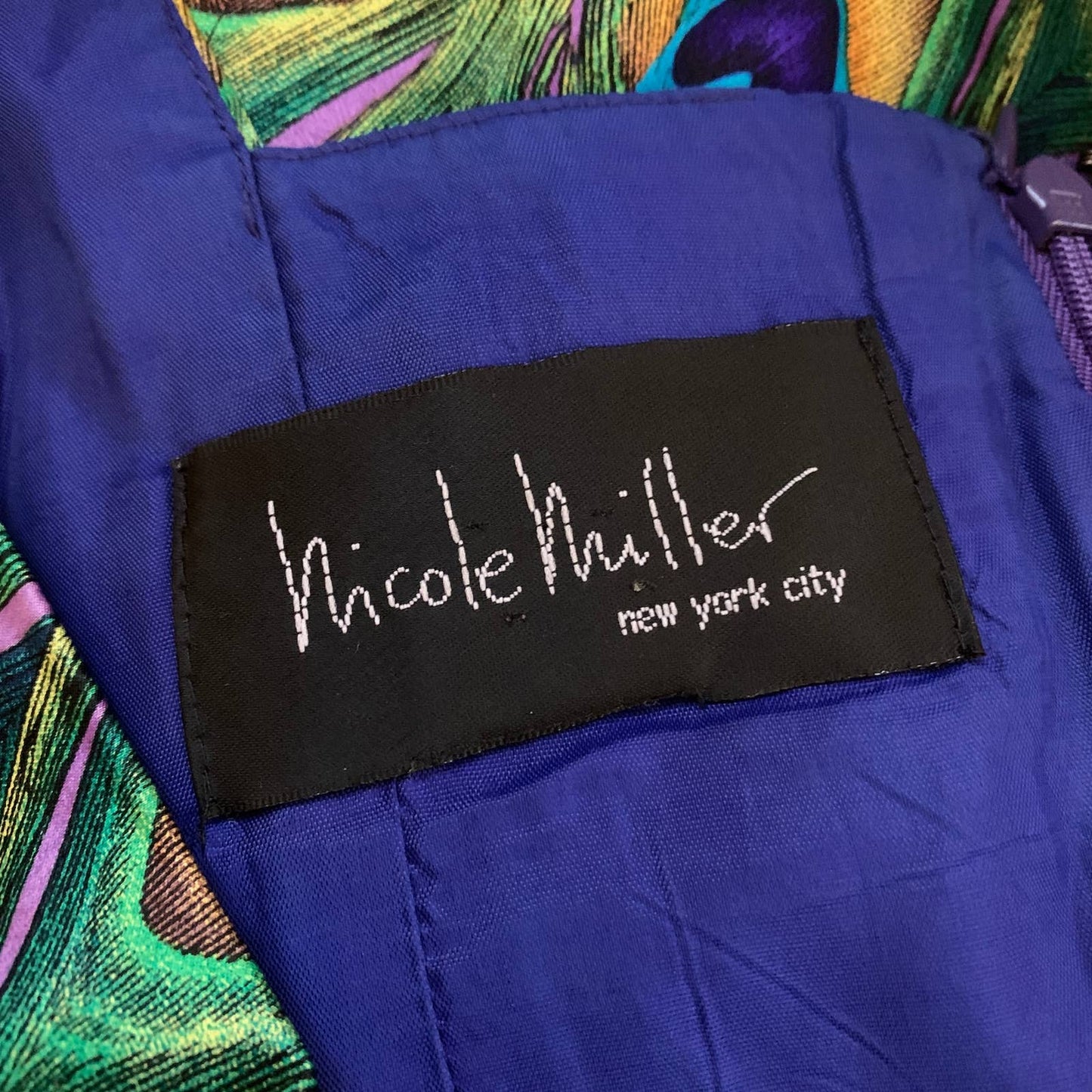 Vintage 90s Nicole Miller Green Peacock Silk Slip Dress Fran Fine Nanny