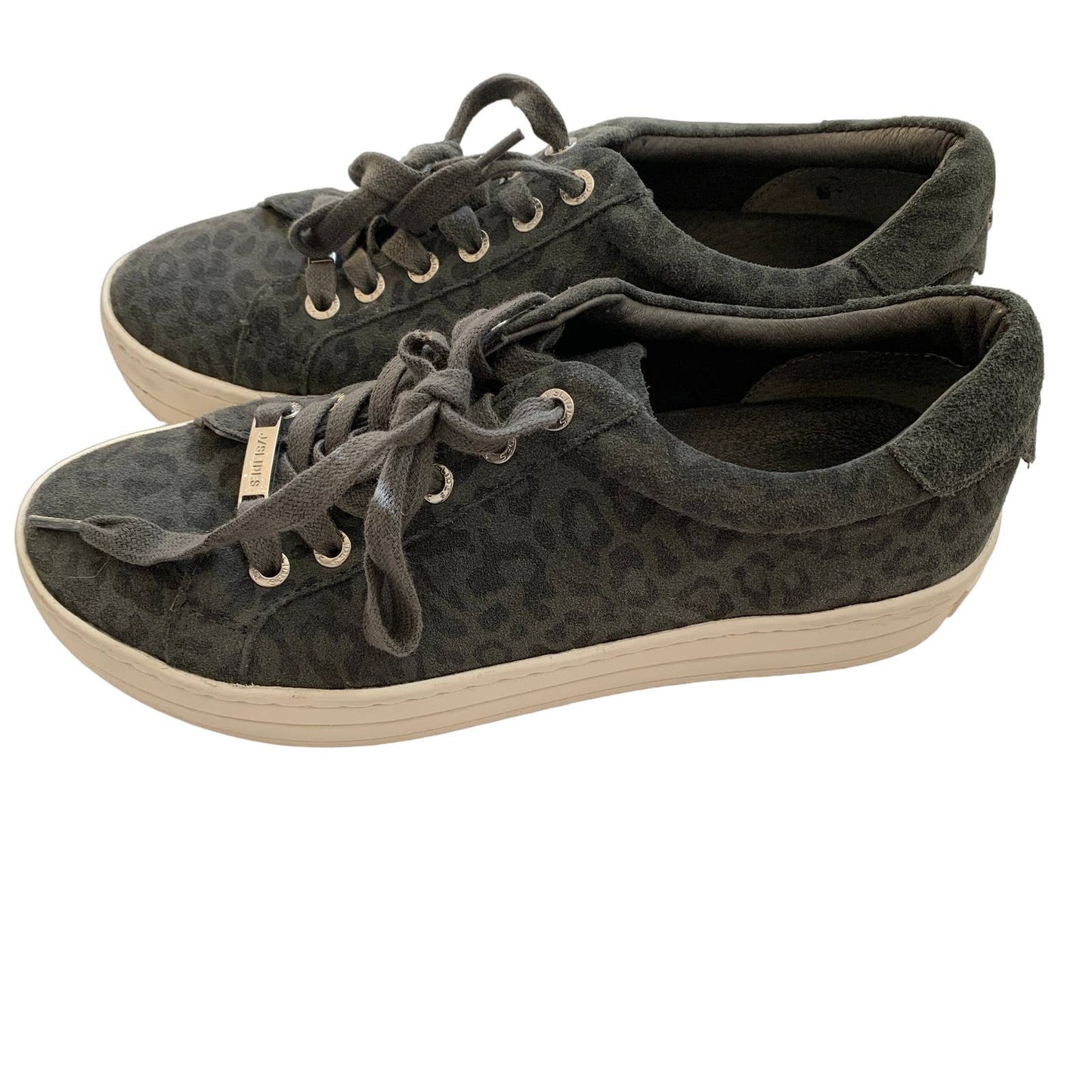 J / Slides Grey Suede Leopard Hippie Platform Sneakers 7.5
