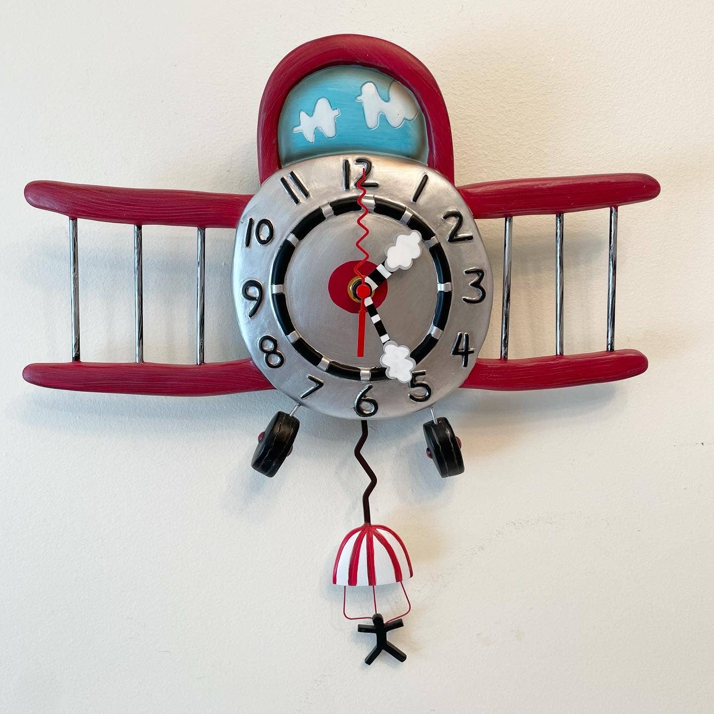 Allen Designs Airplane Jumper Novelty Pendulum Clock