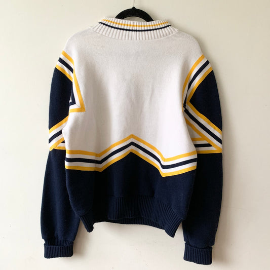 Vintage Cheerleader Varsity Sweater Copley High School Ohio Blue Yellow White
