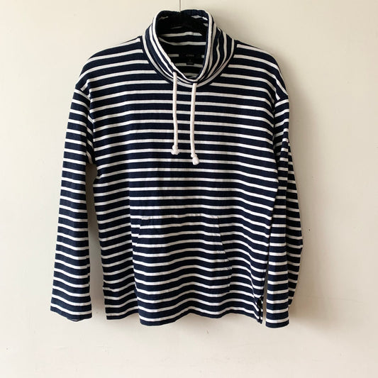 J.Crew Funnelneck Pullover Striped Mariner Shirt Sweater Navy White AJ639