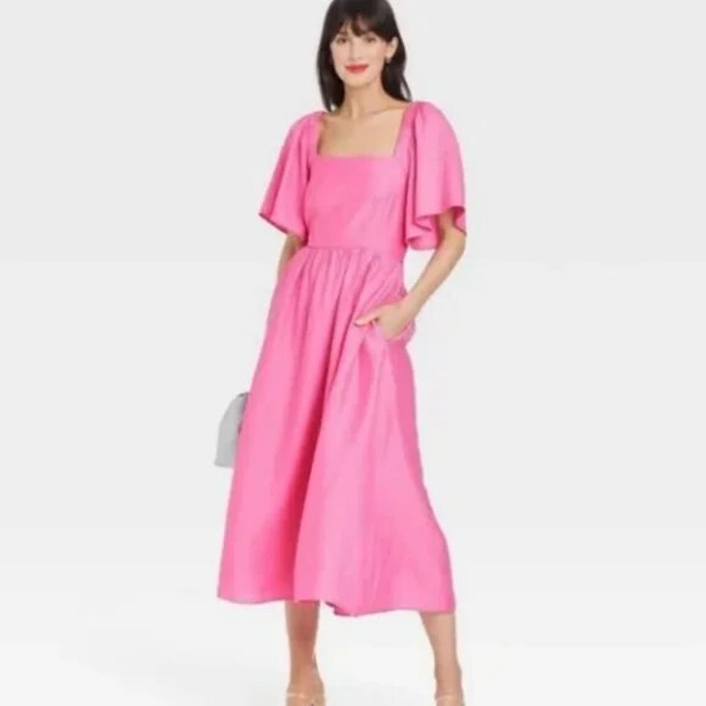 A New Day Target Flutter Sleeve Open Back Tie Pink Dress XS