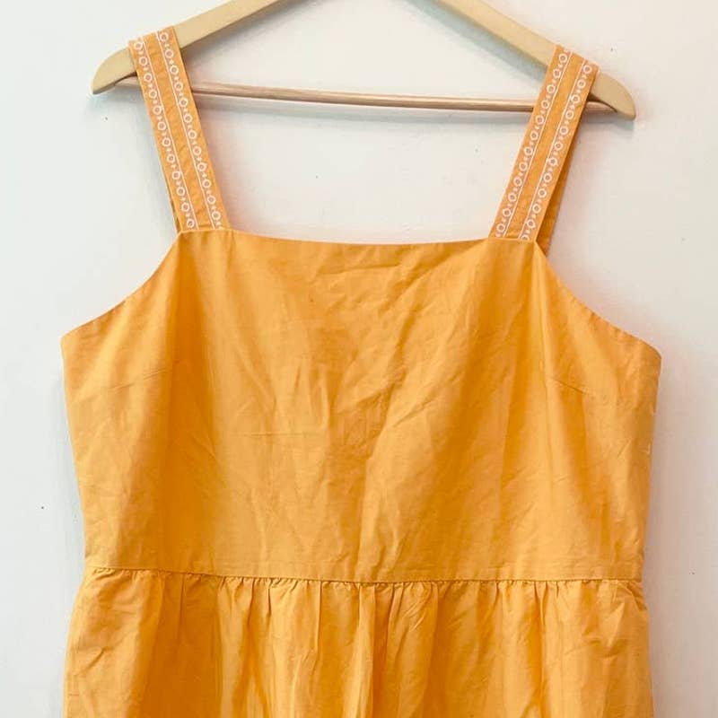 J. Crew Factory Orange Embroidered Scalloped Midi Dress AO052