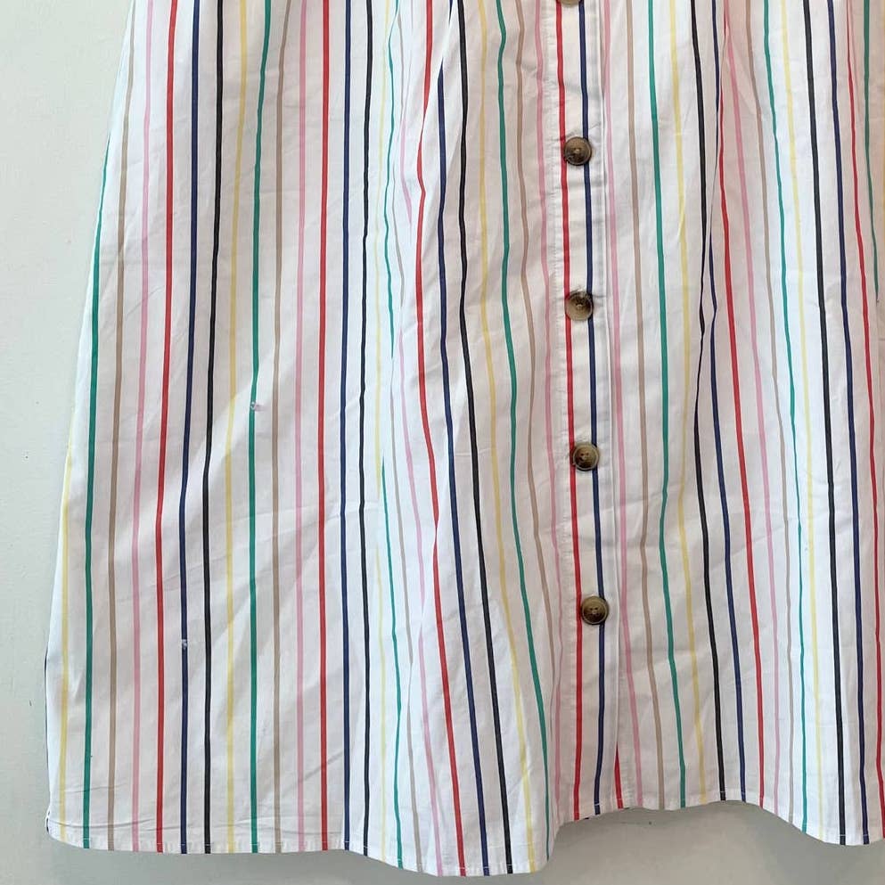 J. Crew Factory Rainbow Stripe Button Front Midi Skirt AO092
