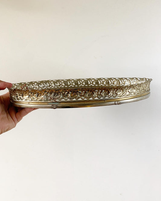 Vintage Mirrored Gold Tray