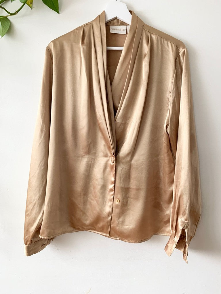 Vintage Christie & Jill Gold Blouse Size 14