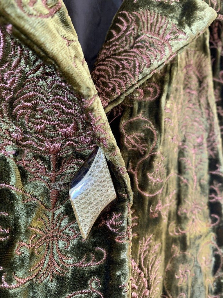 Vintage Aris. A Paisley Mid-Length Velvet Embroidered Jacket XXL