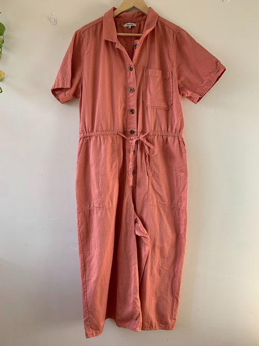 Madewell Cropped Wide Leg Plus Size Utility Jumpsuit Coral Tan Size 20 Style Number G7789