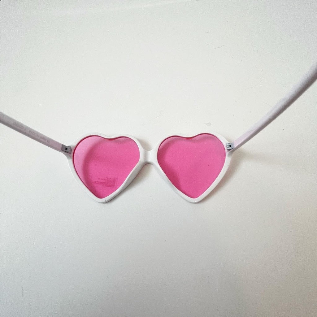 Pink & White Heart Shaped Sunglasses