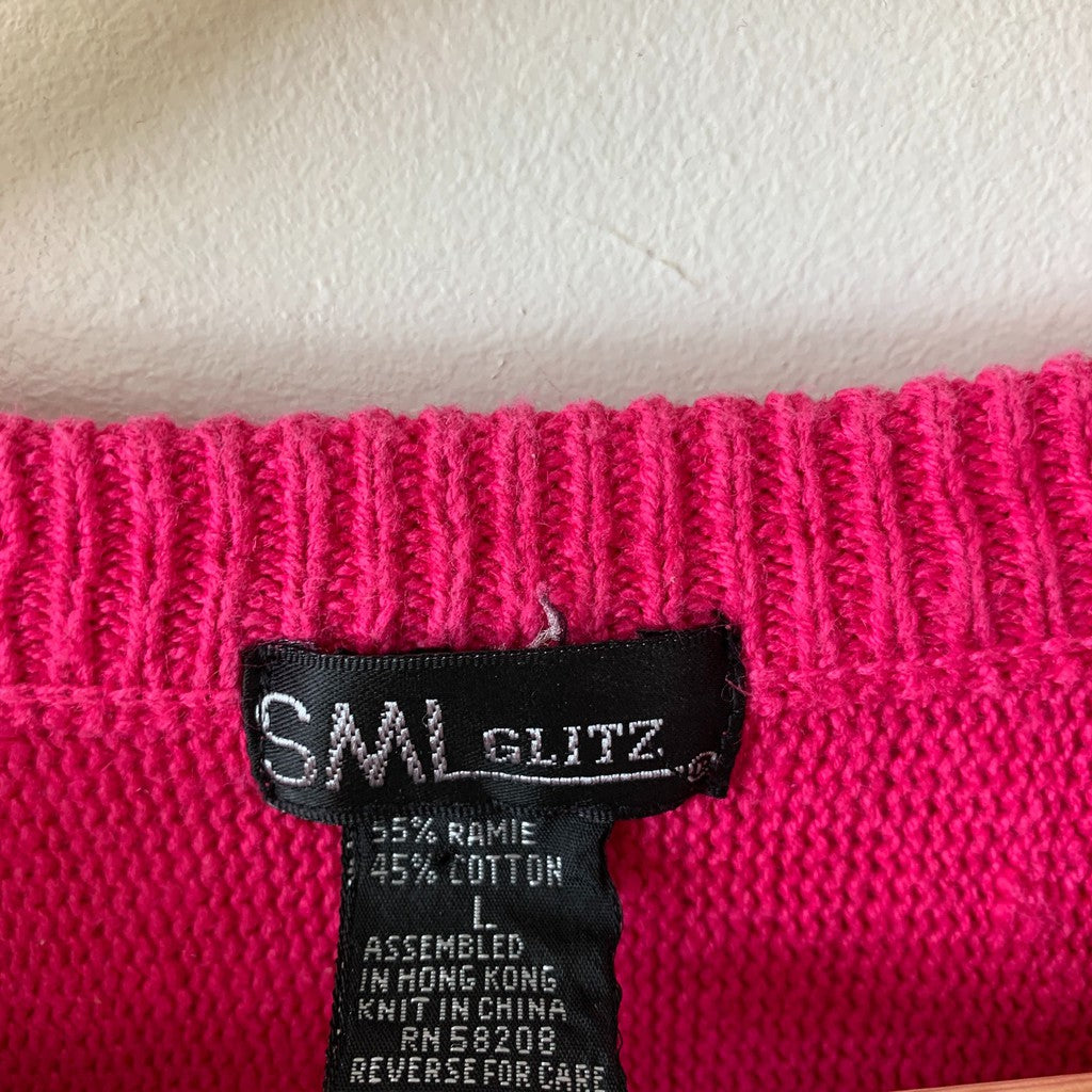 Vintage SML Glitz 80s Pink Sequin Sweater XL