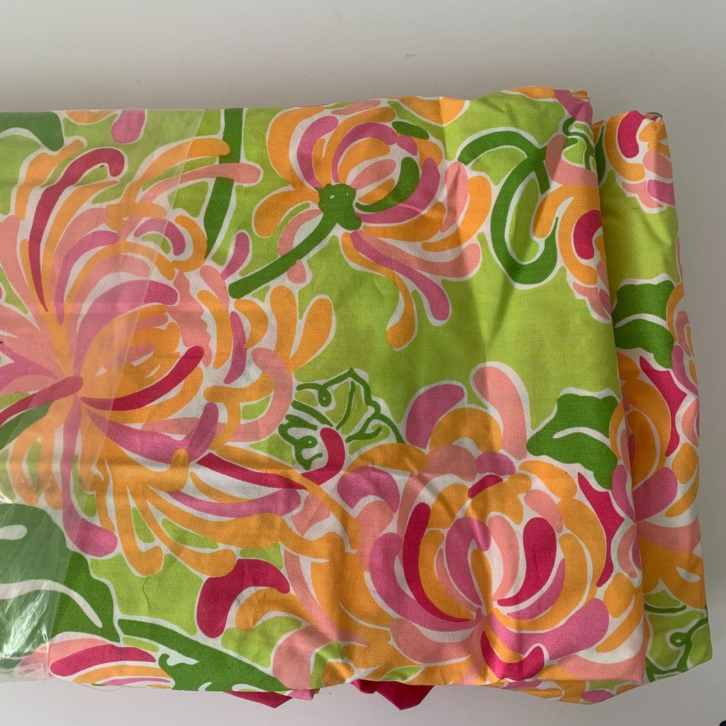 Lilly Pulitzer for Garnet Hill Floral Pink Green Double / Queen Duvet Cover NEW
