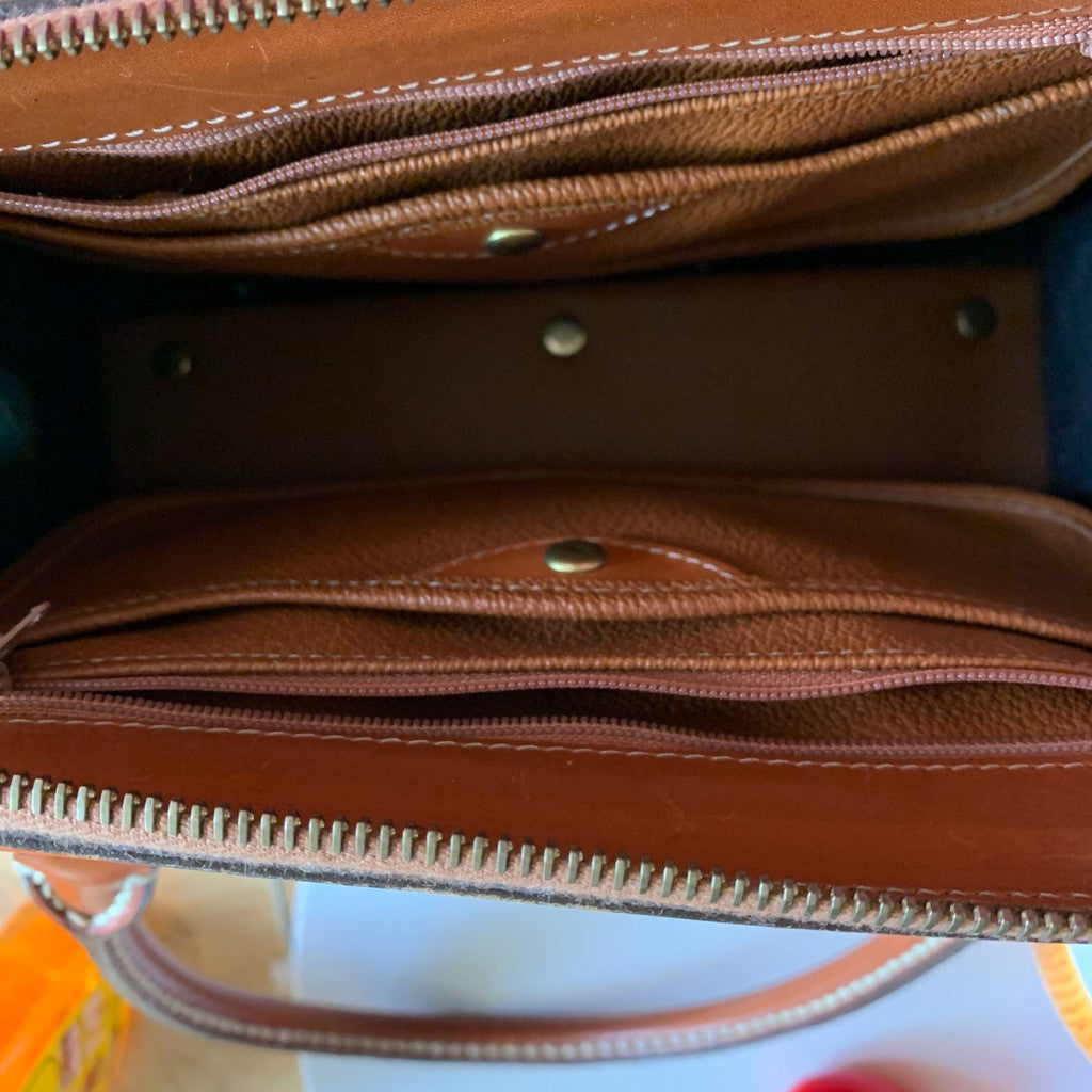 Dooney & Bourke Black & Brown Leather Shoulder Bag Detachable Strap