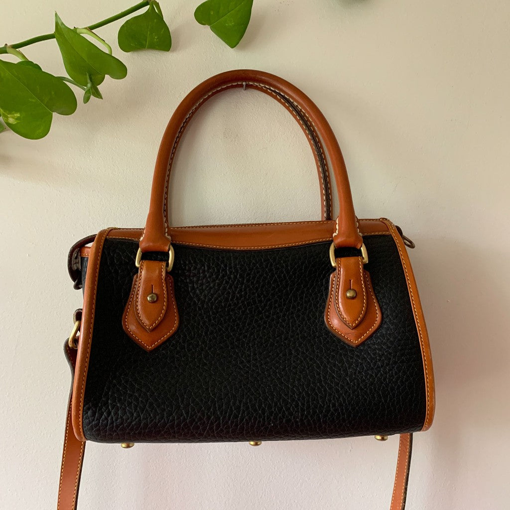 Dooney & Bourke Black & Brown Leather Shoulder Bag Detachable Strap