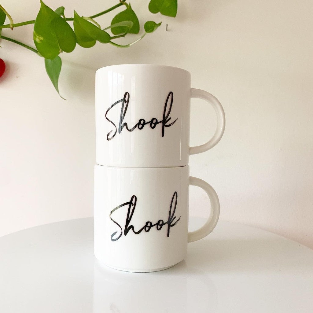 Set of 2 Shook Print Ceramic Mugs