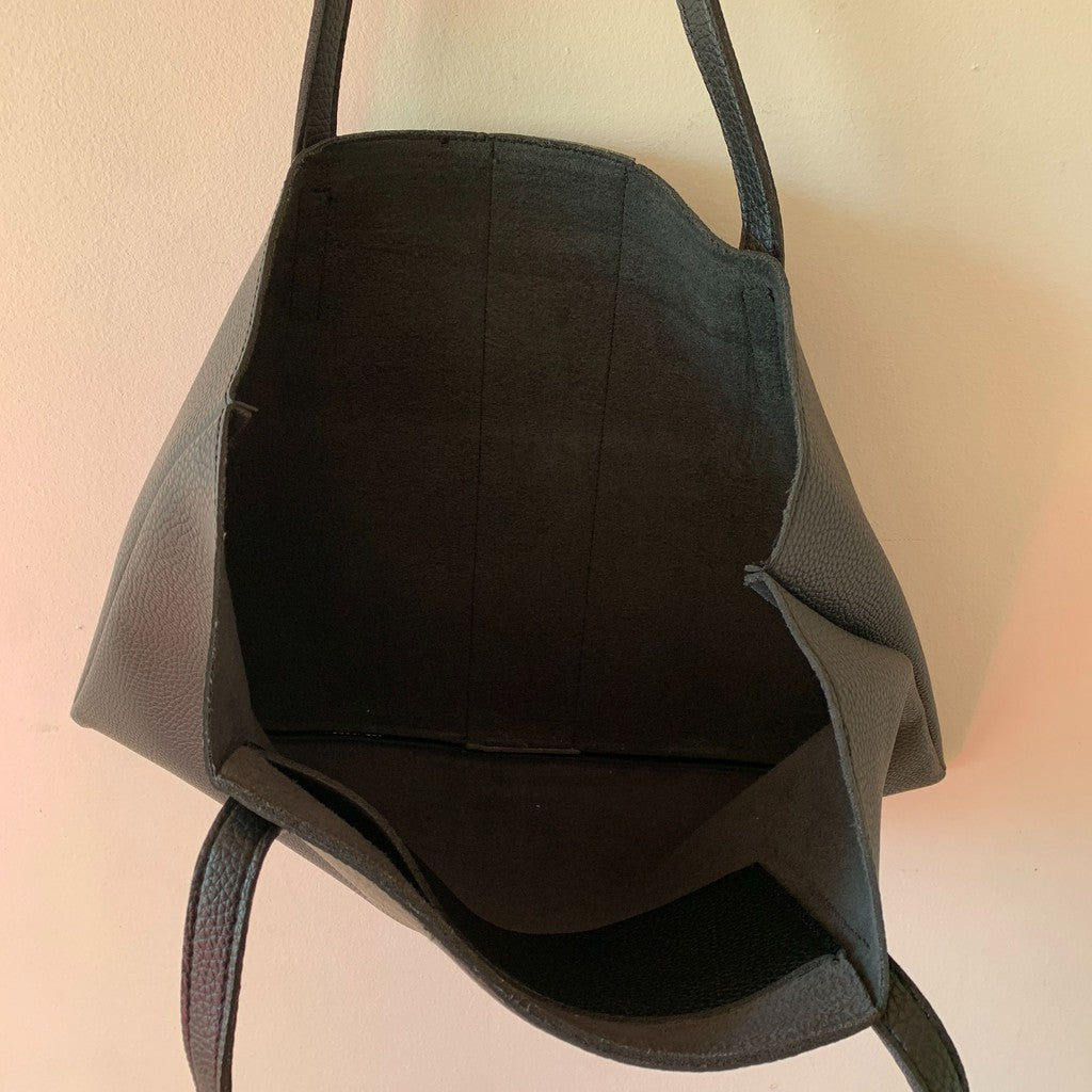 Vince Camuto Black & Gray Vegan Leather Luck Tote Bag