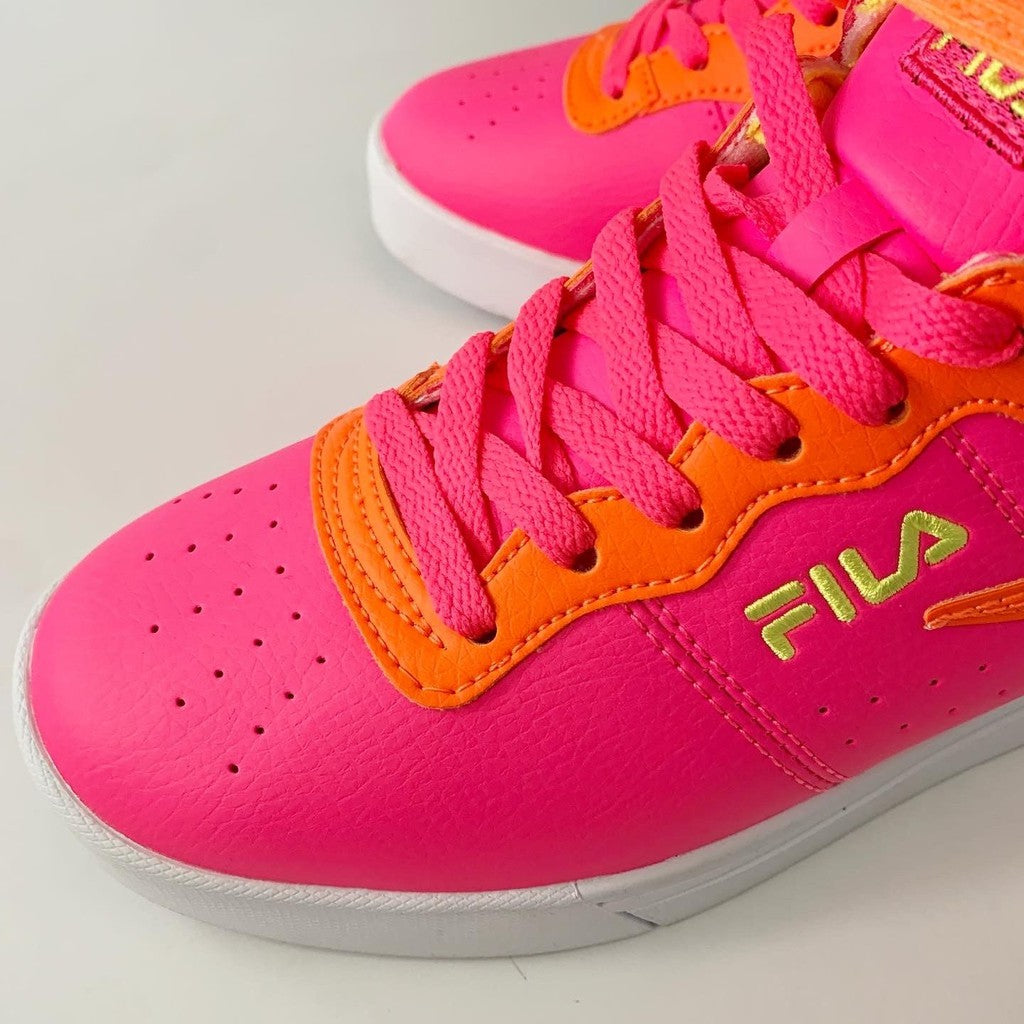 FILA Vulc Neon Pink, Orange & Green High Top Sneaker Sneaker 7 Women