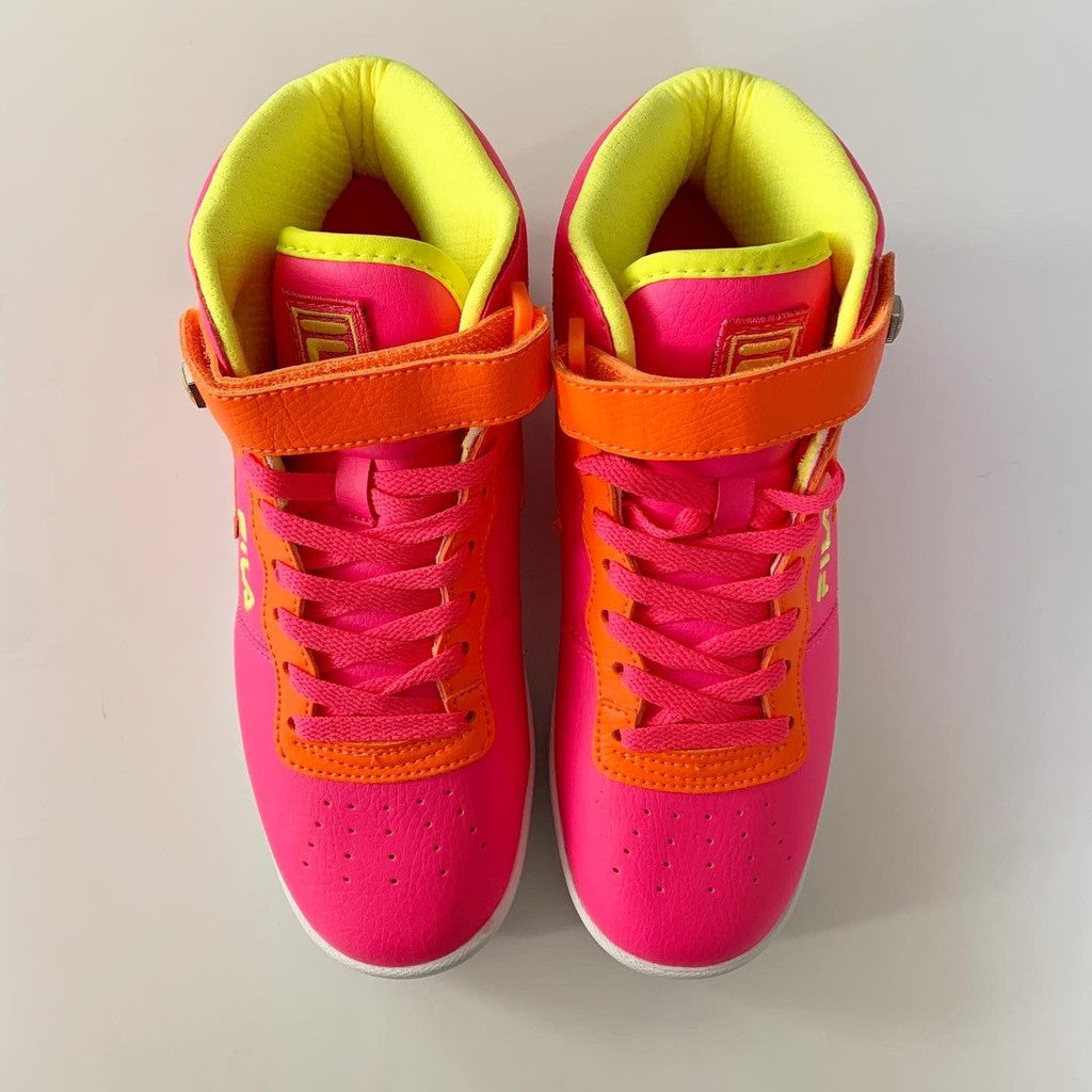 FILA Vulc Neon Pink, Orange & Green High Top Sneaker Sneaker 7.5 Women
