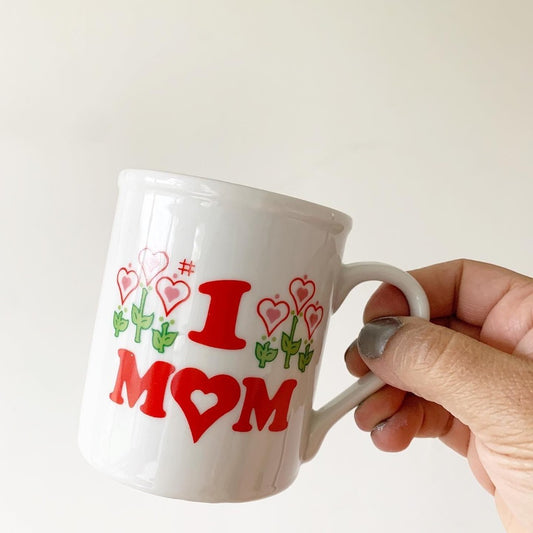 Vintage Gift Co Inc. White & Red Floral 8 Ounce Ceramic Number 1 Mom Mother's Day Mug