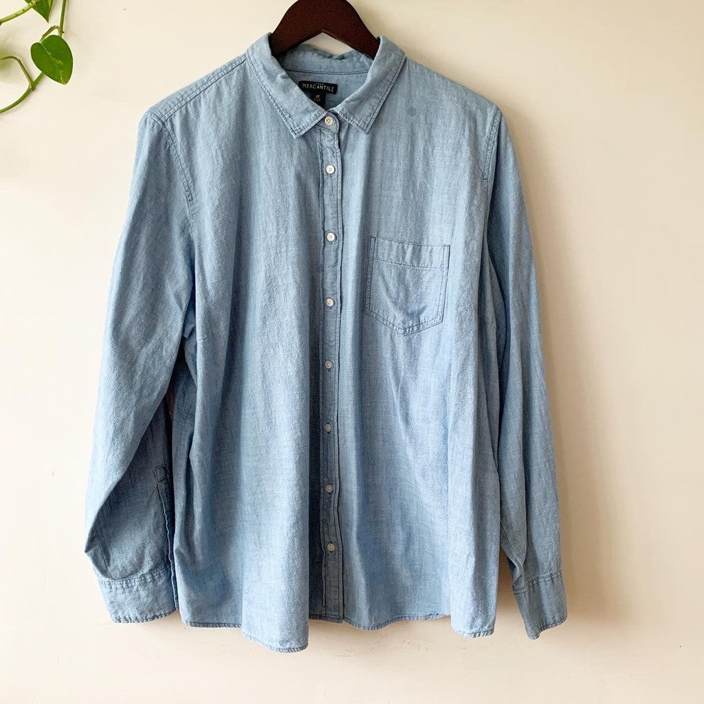 J.CREW Mercantile Long Sleeve Chambray Button-Up Shirt 3X Plus