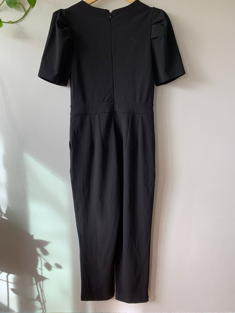 Express Black Puff Sleeve Tapered Jumpsuit M