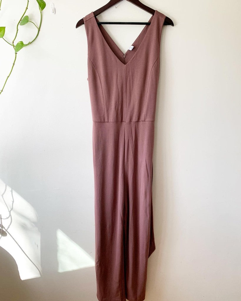 Old Navy Brown / Raisin Arizona Ponte Belted Wide-Leg Jumpsuit