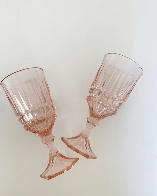 Fostoria Vintage Pink Heritage Footed 7 1/4 in Goblet Heritage Replacements Set of 2
