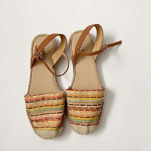 Talbots Izzy D'Orsay Espadrille Straw Rainbow Flats