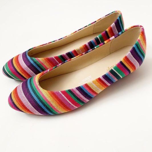 Angel Steps Rainbow Striped Wedge Heels