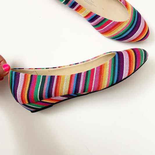 Angel Steps Rainbow Striped Wedge Heels