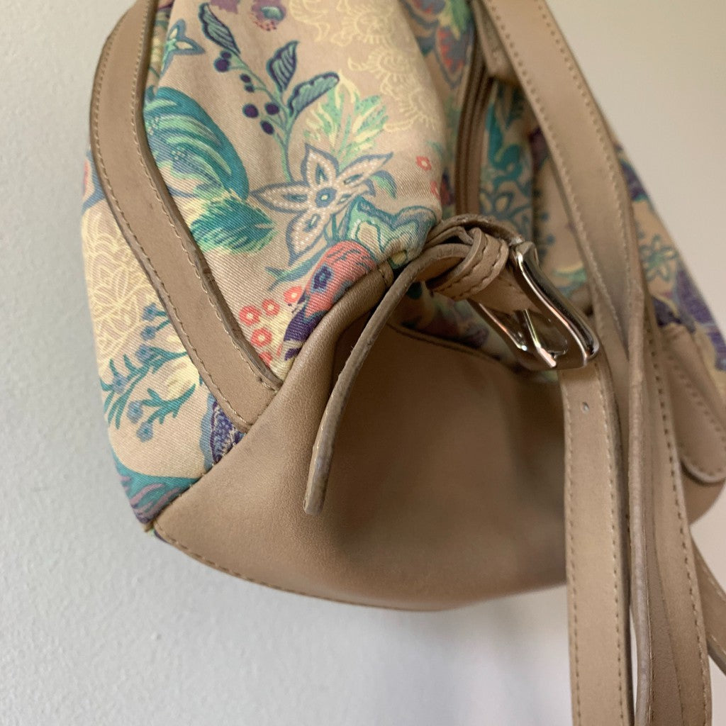 Etienne Aigner Beige Floral Mini Backpack Purse