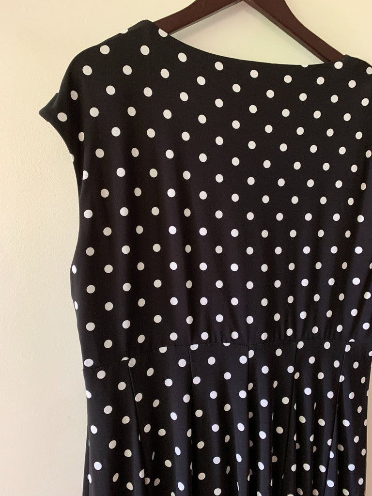 Lauren Ralph Lauren Black & White A-Line Polka Dot Dress 18W Plus