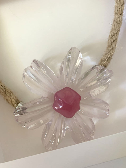 Zara Resin Rope Pink Daisy Necklace