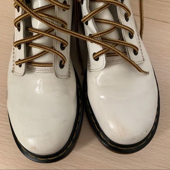 Dr. Martens White Patent Leather Women Combat Boot 10 1460