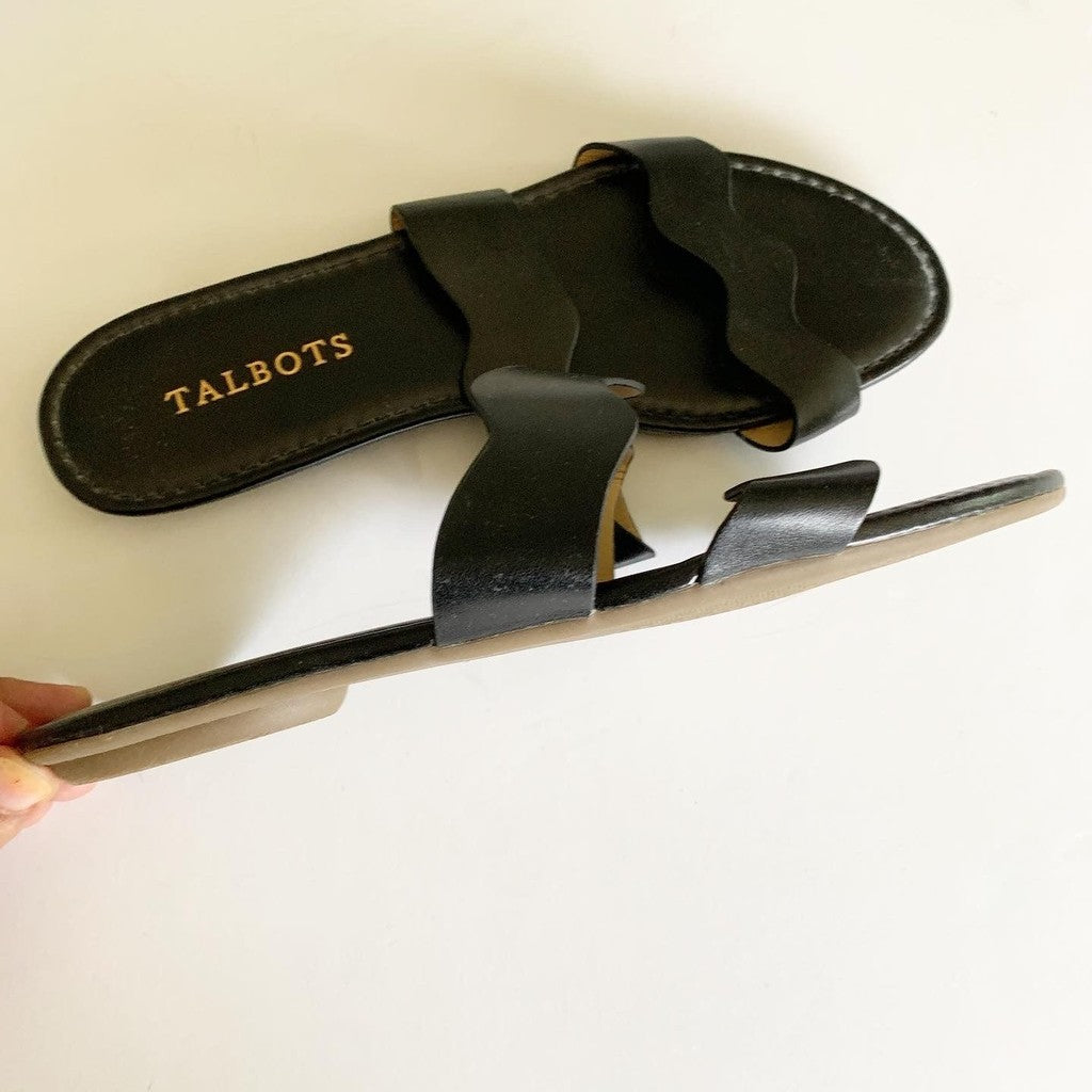 Talbots Black Slip On Faux Leather Sadie Sandals 7