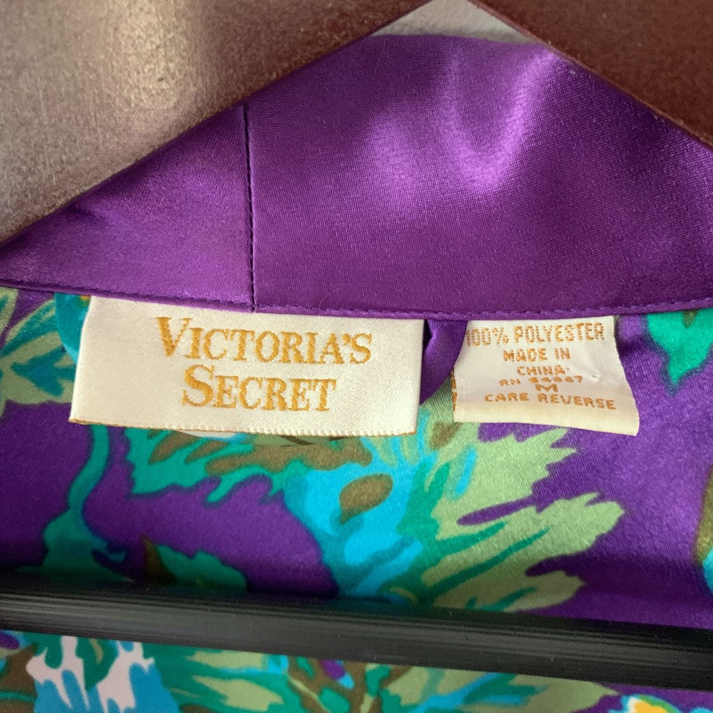 Victoria's Secret Gold Label Vintage 90s 80s Purple Floral Robe M