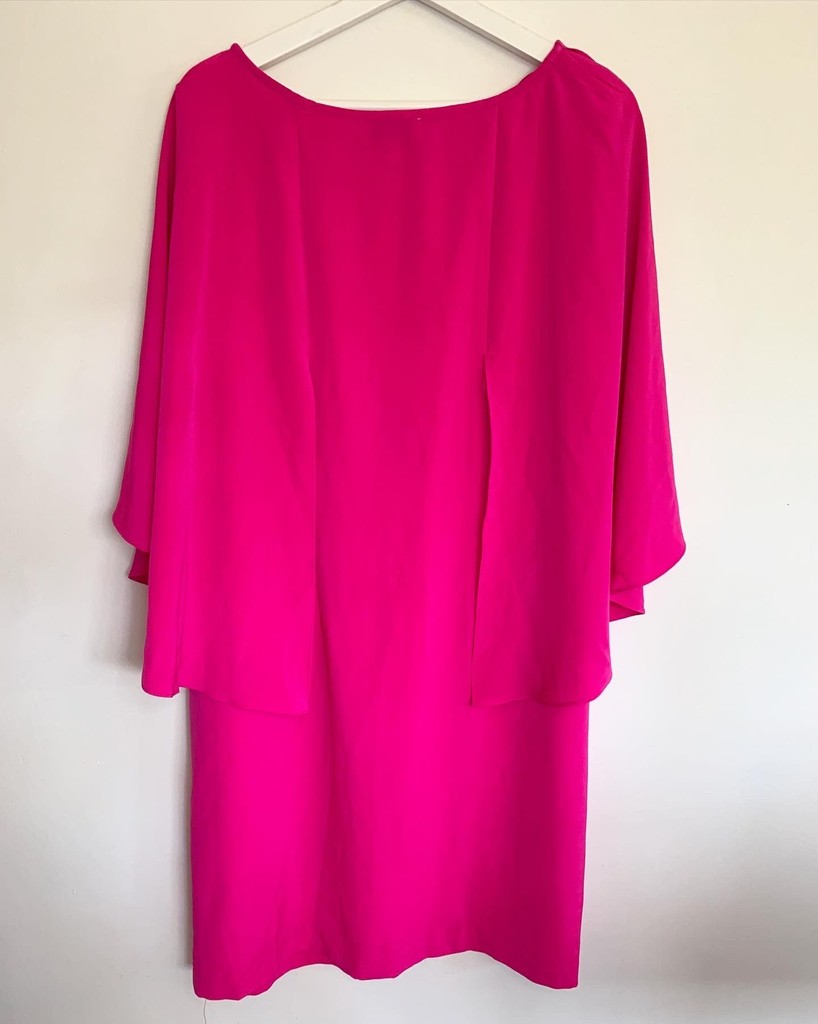 Donna Ricco Pink Cape Sleeve 16W Plus Dress