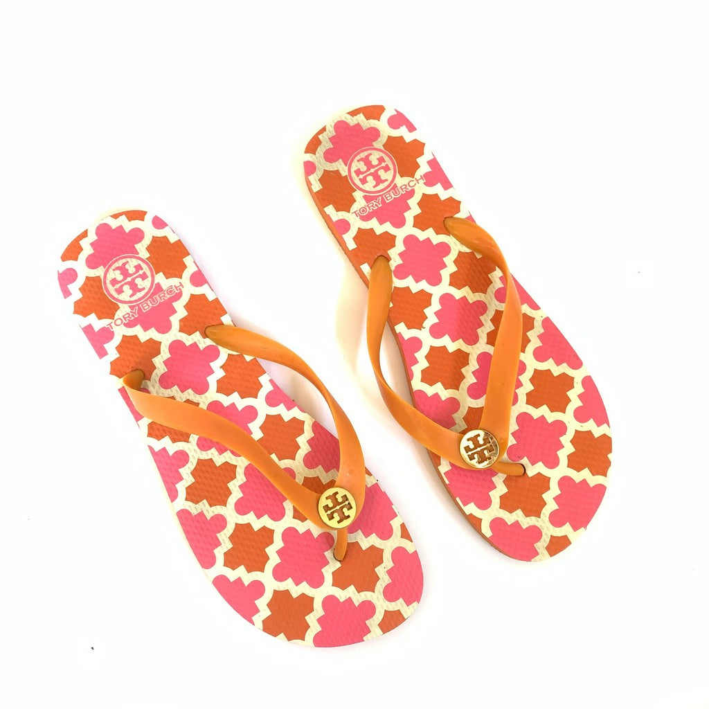 Tory Burch Orange and Pink Moroccan Flip Flop