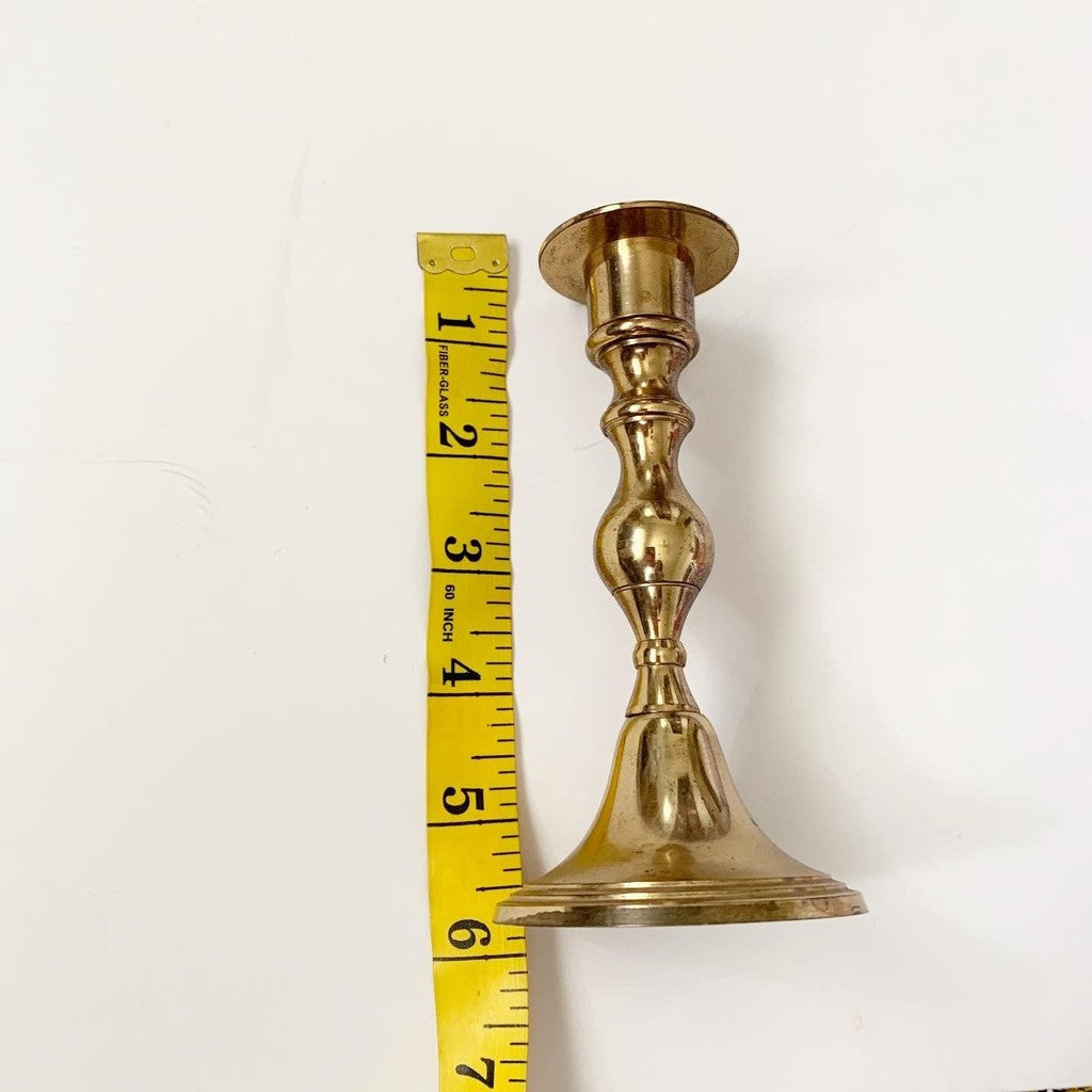 Set of Two Vintage Brass Candlesticks Small
