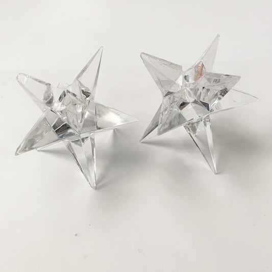 Set of Two Star Shaped Crystal Candlestick