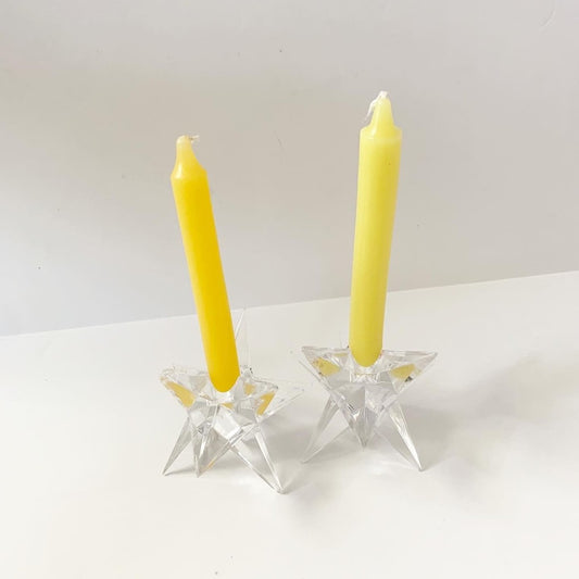Set of Two Star Shaped Crystal Candlestick