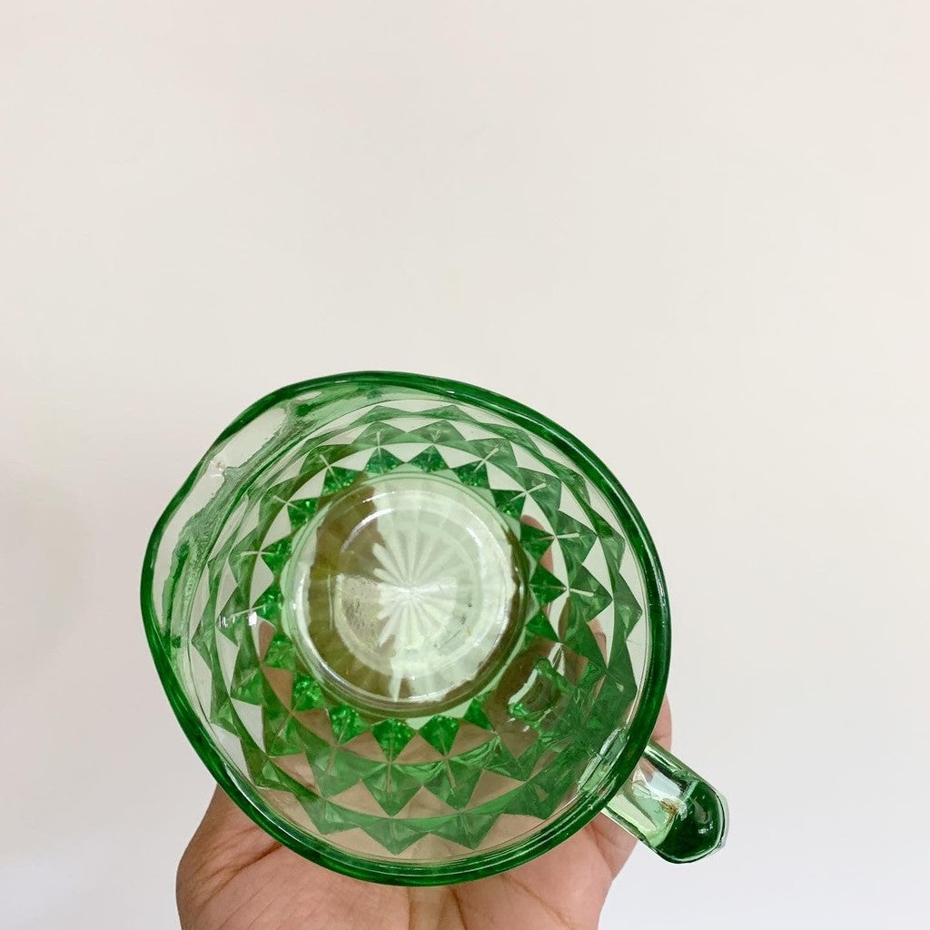 Vintage Depression Glass Green Creamer with Handle