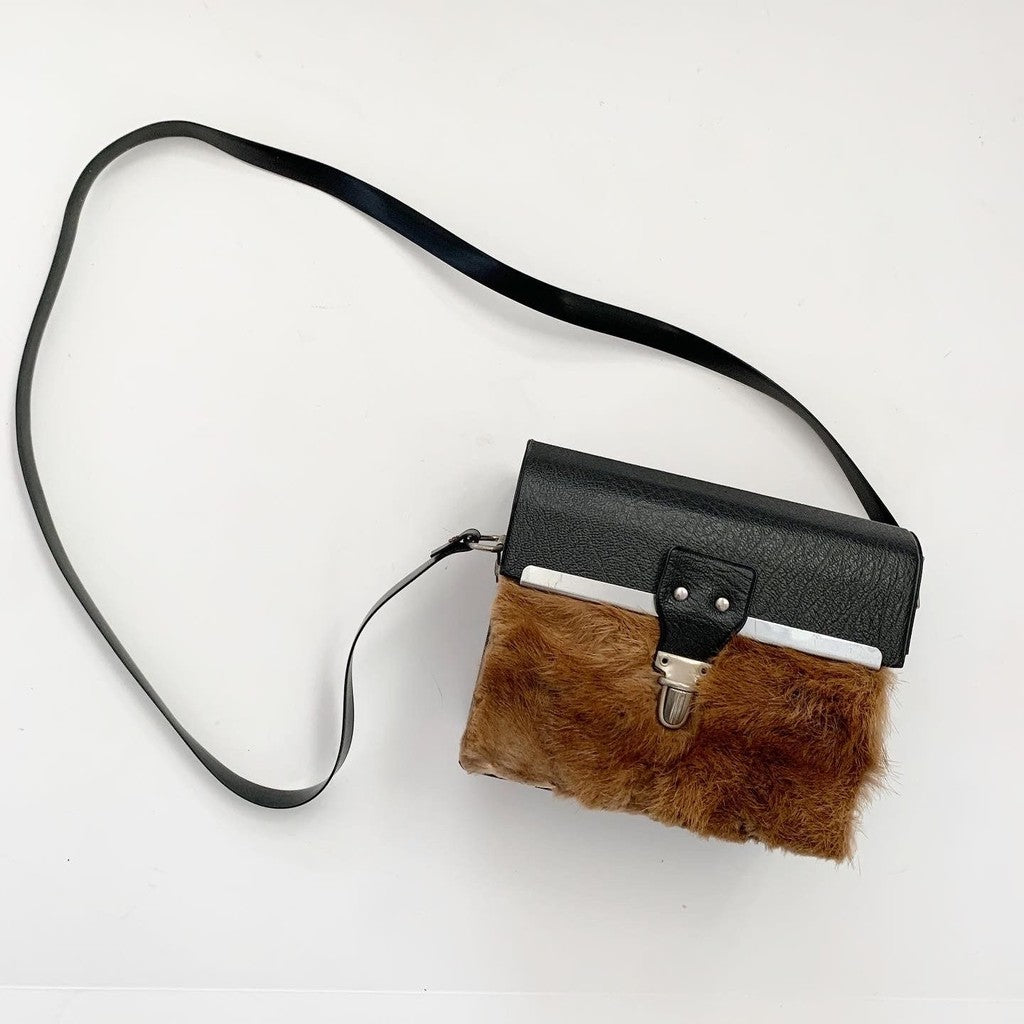 Upcycled Kodak Camera Bag Fur Lined Purse